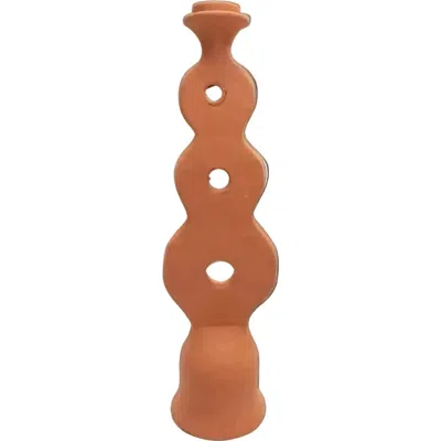 Une Vie Nomade Moroccan Unglazed Terracotta Candle Holder In Brown