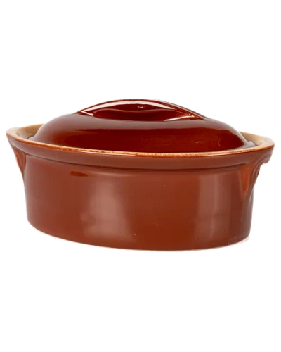 Une Vie Nomade Vintage Oval Lidded Baking Dish, No Lid In Brown