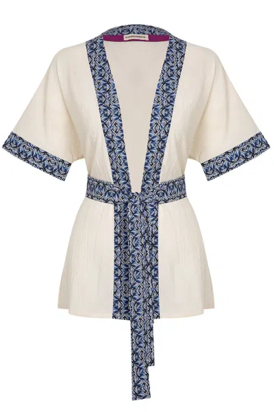 Unexpectedone Neutrals Realistic Kimono - Banded Mystery Kimono - Women's Natural Fabric Kimono In Multi