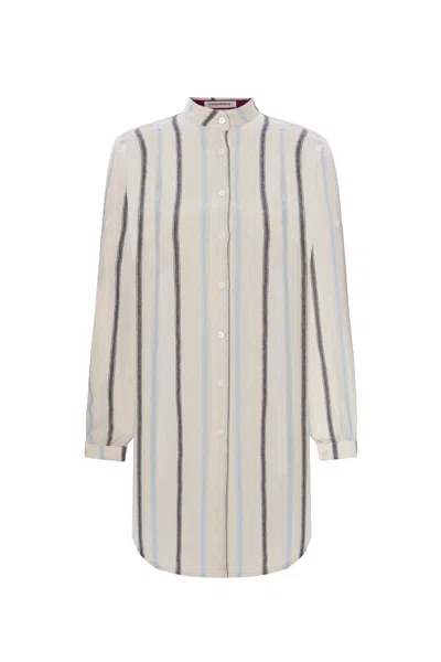 Unexpectedone Neutrals Shades Of Shirt - Gray Stripe - Women's Natural Fabric Boyfriend Shirt In Multi