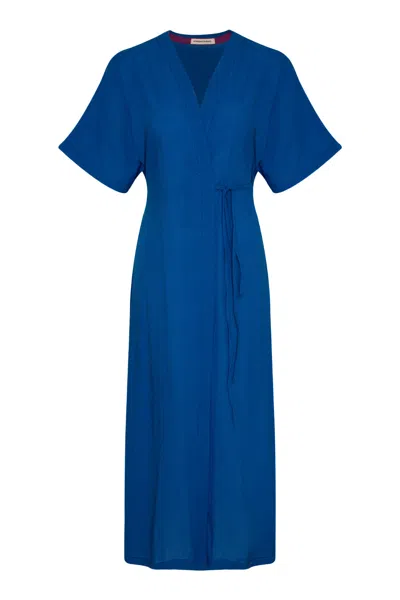 Unexpectedone Realistic Kimono - Plain Blue - Women's Natural Fabric Kimono