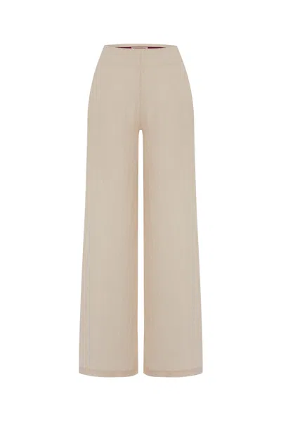 Unexpectedone Women's Neutrals Shades Of Shirt Burgundy Matching Soul Mate Side Slit Trousers Beige