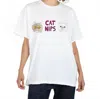 Unfortunate Portrait Cat Nips Boyfriend Tee In White In White