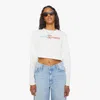 UNFORTUNATE PORTRAIT CLIMATE CHANGE LONG SLEEVE CROP T-SHIRT IN WHITE, SIZE LARGE
