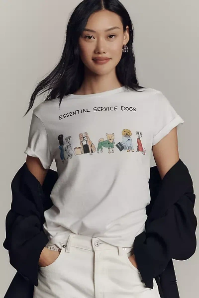 Unfortunate Portrait Essential Service Dogs Graphic Tee In White