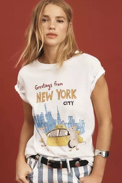 Unfortunate Portrait Greetings From New York Graphic Tee In White