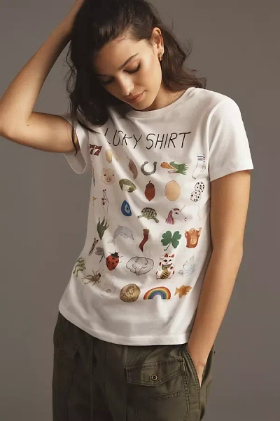 Unfortunate Portrait Fruits And Veggies Tee In White