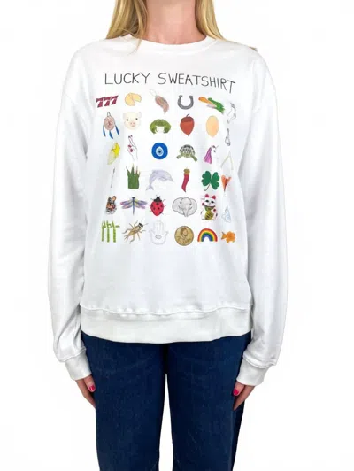 Unfortunate Portrait Lucky Shirt Crewneck Sweatshirt In White