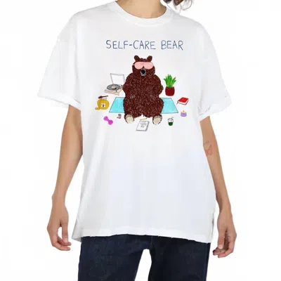 Unfortunate Portrait Self-care Bear Boyfriend Tee In White