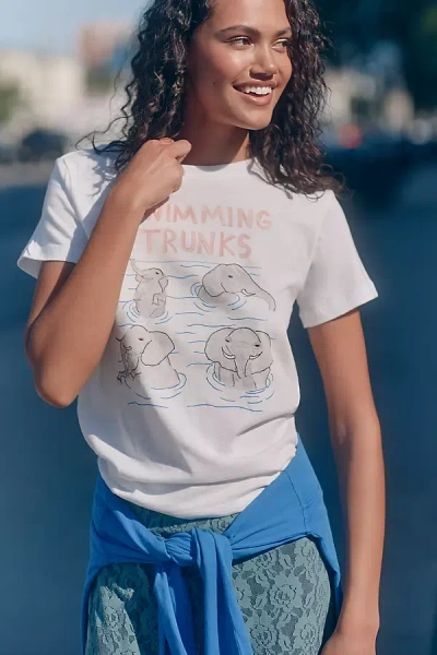 Unfortunate Portrait Swimming Trunks Graphic Tee In White