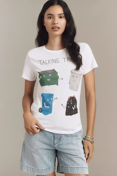 Unfortunate Portrait Talking Trash Graphic Tee In White