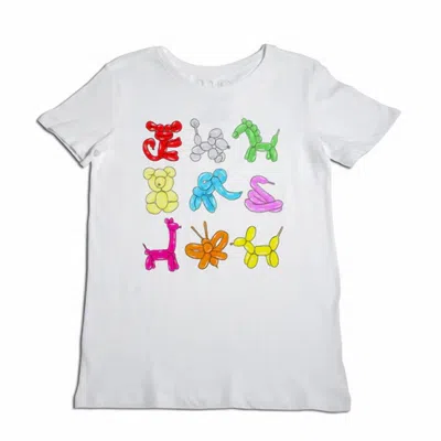 Unfortunate Portrait Women's Balloon Animals Boyfriend Tee In White