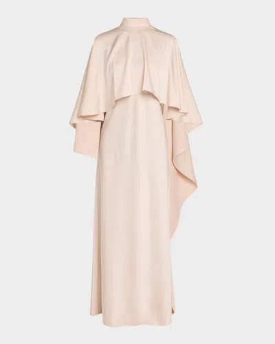 Ungaro Abigal Mock-neck Cape Gown In Neutral