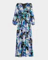 Ungaro Abstract Metallic-print Maxi Dress In Ulta Violet Multi