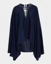 Ungaro Aida Crystal-embellished Cape Blouse In Black