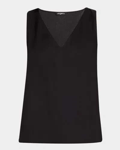 Ungaro Aliza Sleeveless Satin Blouse In Black