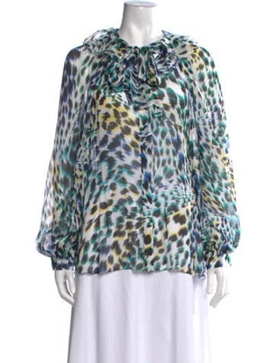 Pre-owned Ungaro Animal Print Long Dress In Blue
