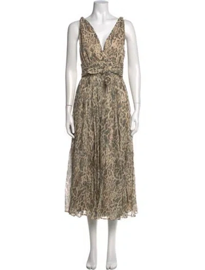 Pre-owned Ungaro Animal Print Midi Length Dress In Neutrals