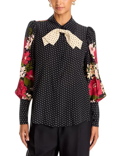 Ungaro Aviva Silk Mixed Print Blouse In Black