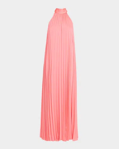 Ungaro Beverly Pleated Trapeze Halter Gown In Pink