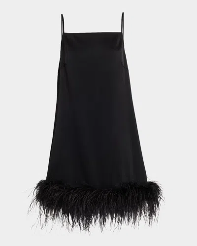Ungaro Blakely Feather-hem Mini Shift Dress In Black