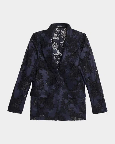 Ungaro Cornelia Lace-inset Jacket In Blue