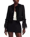 Ungaro Dune Cropped Sequin Tweed Jacket In Black
