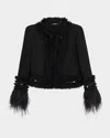 Ungaro Dune Sequined Feather-trimmed Blazer In Black