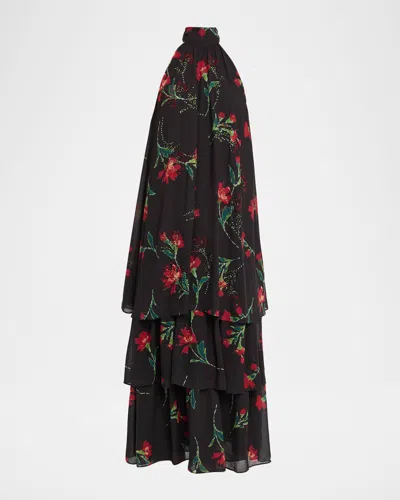 Ungaro Eden Tiered Floral-print Halter Maxi Dress In Multi