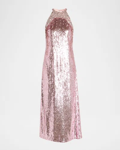 Ungaro Elwood Crystal-embellished Sequin Gown In Pink