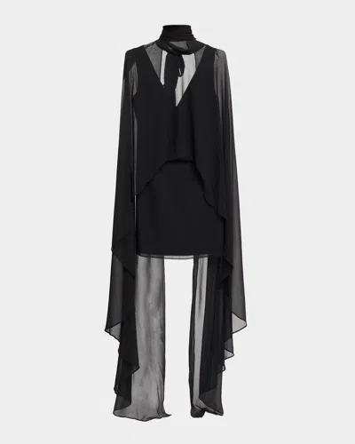 Ungaro Esme Draped Turtleneck Mini Dress In Black