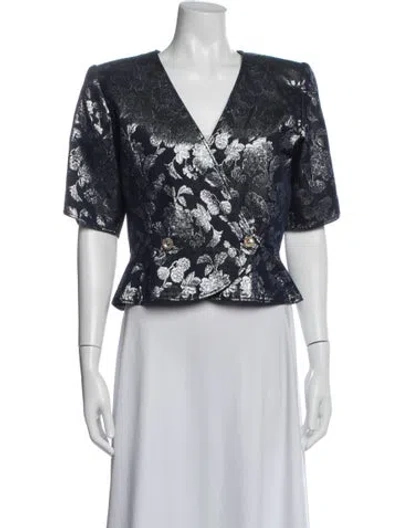 Pre-owned Ungaro Floral Print Blazer In Blue