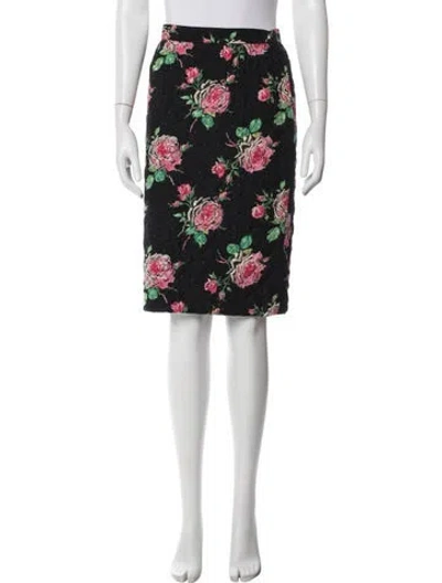Pre-owned Ungaro Floral Print Knee-length Skirt In Black