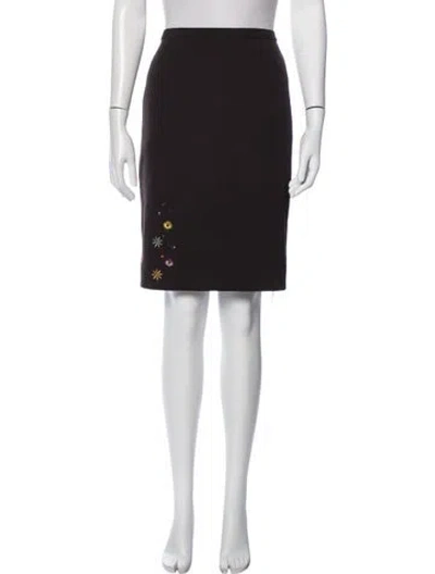 Pre-owned Ungaro Floral Print Knee-length Skirt In Brown