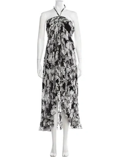Pre-owned Ungaro Floral Print Long Dress In Black
