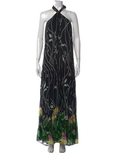 Pre-owned Ungaro Floral Print Long Dress In Black