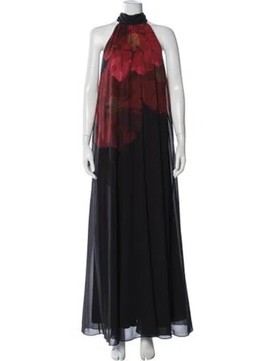 Pre-owned Ungaro Floral Print Long Dress In Black