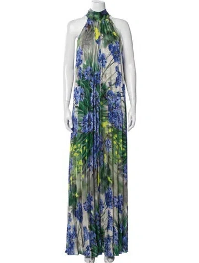 Pre-owned Ungaro Floral Print Long Dress In Green