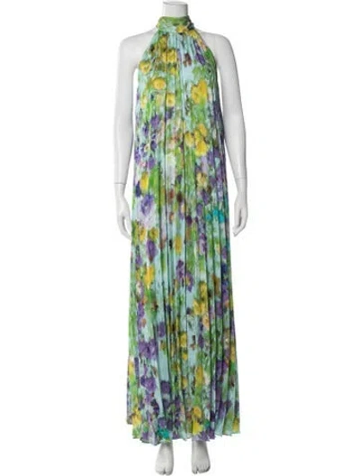 Pre-owned Ungaro Floral Print Long Dress W/ Tags In Green