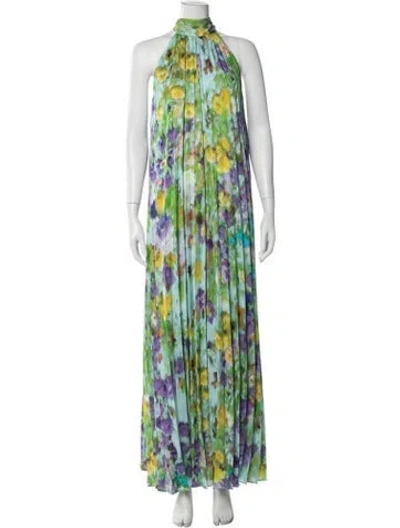 Pre-owned Ungaro Floral Print Long Dress W/ Tags In Green