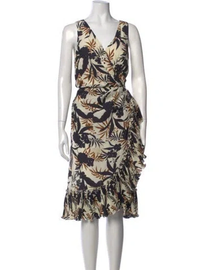 Pre-owned Ungaro Floral Print Midi Length Dress In Neutrals