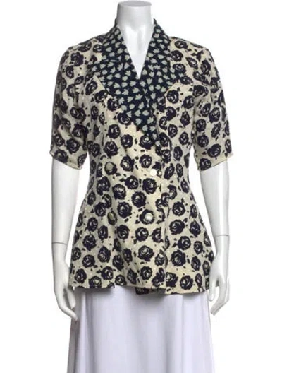 Pre-owned Ungaro Floral Print Short Sleeve Blouse In Multicolor