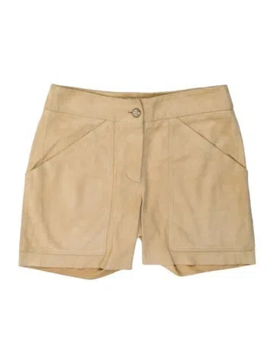 Pre-owned Ungaro Goat Leather Mini Shorts In Neutrals