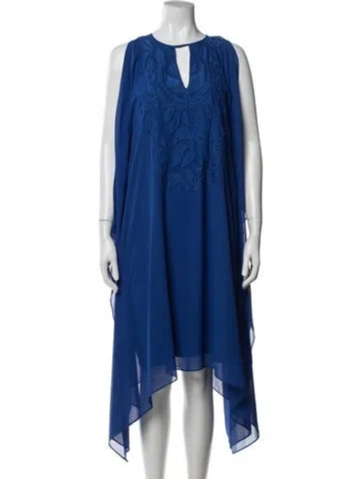 Pre-owned Ungaro Graphic Print Midi Length Dress W/ Tags In Blue
