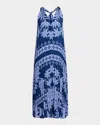 Ungaro Hallie Pleated Floral-print Halter Midi Dress In Blue