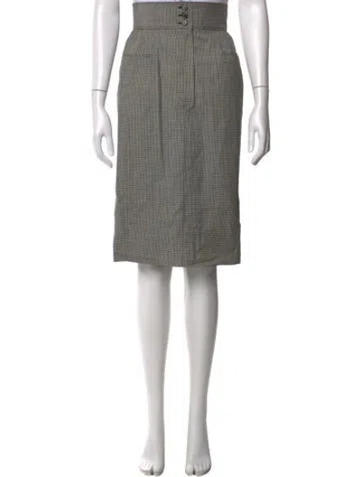 Pre-owned Ungaro Houndstooth Print Midi Length Skirt In Gray