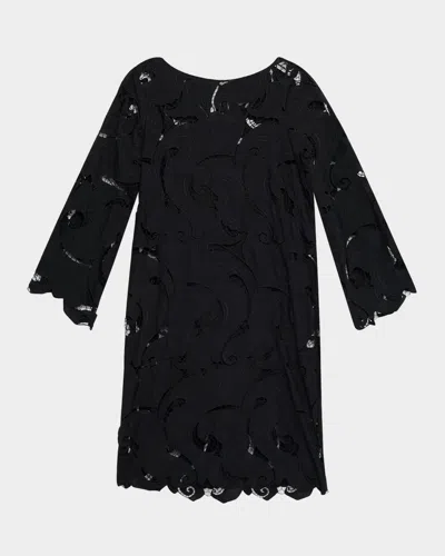 Ungaro Jackie Paisley-embroidered Midi Shift Dress In Black