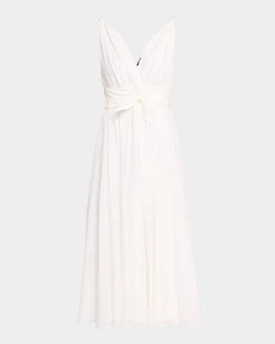 Ungaro Josie Sleeveless Cotton-silk Midi Dress In White