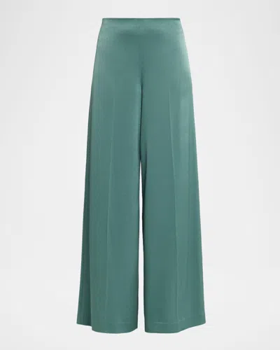 Ungaro Kai Wide-leg Satin Pants In Green