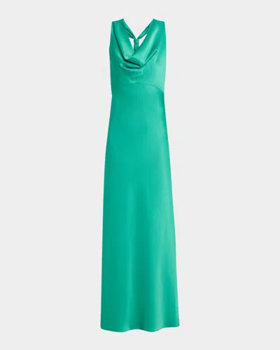 Ungaro Katniss Cowl-neck Halter Gown In Jade